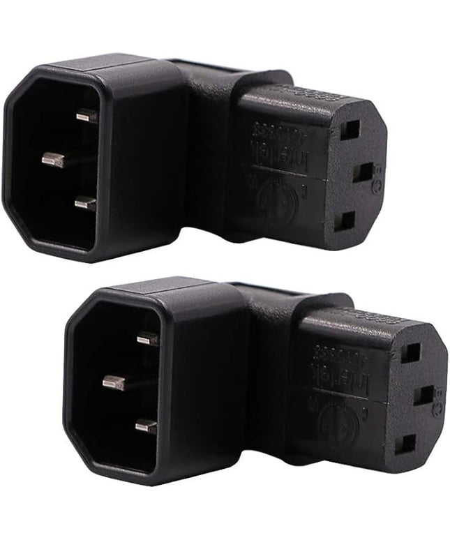 IEC C14 to C13 Power Adapter PDU Plug/Socket Down 90 Degree for LCD Wall Mount TV 2 Pack