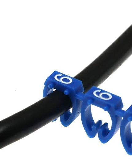 100pcs 6mm Colourful C-Type Marker Number Tag Label for 6-10mm Wire, Cable Markers in A Box for RJ45 Cat6 and Cat5E, RG TV Cables