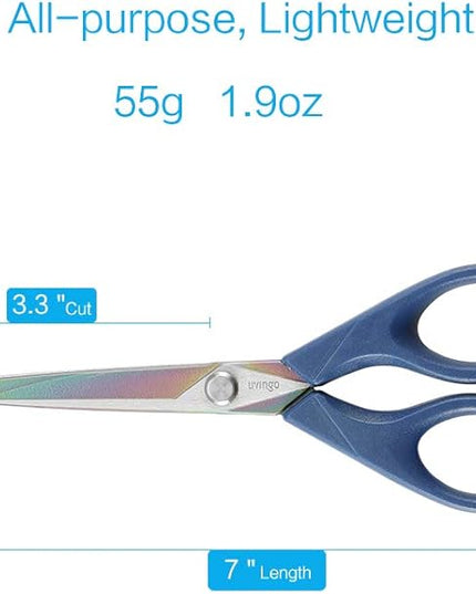 LIVINGO Scissors 7 Inch All Purpose Titanium Scissors Bulk 2 Pack, Left/Right Handed, Forged Stainless Steel Sharp Blade Shears Multipurpose for Home Offce School Student Sewing Fabric Craft Supplies