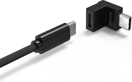 AGVEE 4 Pack Front Angle 90 Degree USB-C Male to USB-C Right Angled Female Adapter (Type-C 3.2 Gen 2) Converter Video Type-C 10G Data Extension Coupler Converter Connector, Black