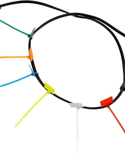 100pcs Zip Tie Tags Cable Labels Tags Nylon Cable With Label Tag Marker Ties Wire Self Locking Plastic Cords Straps Mark Cord Multi Color Electronic Identification Power Marking Label for Organizing