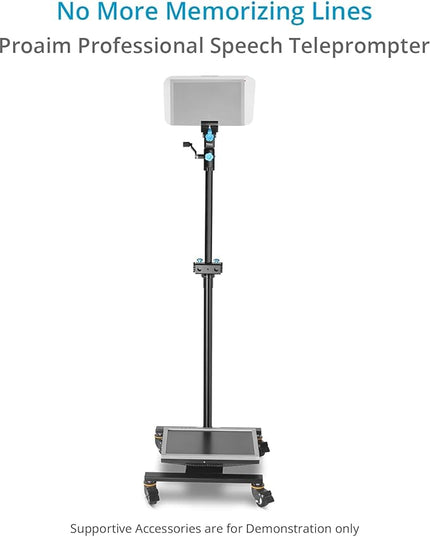 PROAIM Professional Speech Teleprompter with Telescopic Conference Stand & 60/40 Beam Splitter Glass Fits up to 17” Tablets, Laptops & Monitors. for Conferences, News, Film Production. (TP-SPH-01)