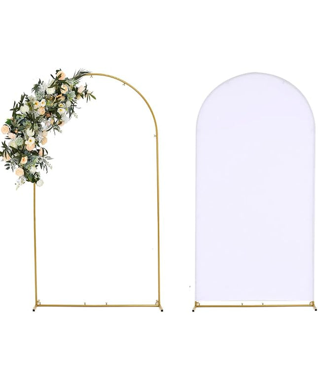 Vincidern 6.6FT Wedding Arch Backdrop Stand and White Cover Set, Metal Backdrop Arch Stand and Cover for Birthday Parties, Baby Showers, Graduation, Event Decorations