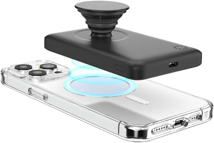 PopSockets PowerPack for MagSafe Magnetic Power Bank, Portable Phone Charger, Magnetic Wireless Battery Pack, 5000mAh for iPhone 16/15/14/13/12 Pro/Pro Max/Plus - Black