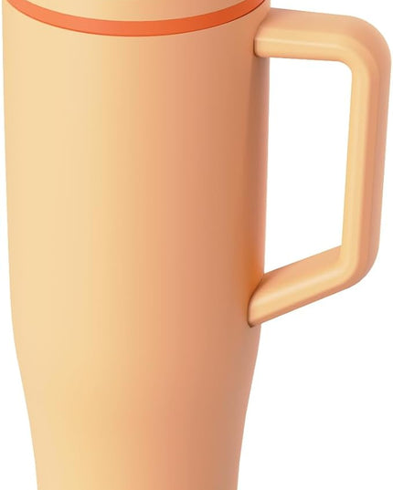 KISSKIND 40 oz Tumbler with Handle and Straw | Lumi Spin Hidden Straw 100% Leakproof Insulated Tumbler | Stainless Steel Water Bottle for Mom, Nurse, Teacher | Orange