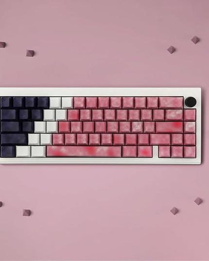 Tsungup PBT Keycaps,Side Printed 131 Keys Custom Dye Sub Keycaps 75 Percent,Shine Through Keycap Set Gradient Red Cherry Profile Keyboard Key Caps for Mechanical Keyboards