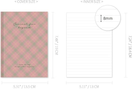 Monolike Journal For Beyond Check Hardcover Lined Notebook Series. 2, Pink - Hardcover, Academic, Journal, Diary, 192pages