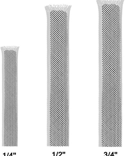 100ft Braided Wire Loom Sleeving Kit,Cable Management Sleeve,Wire Protector Tubing,Cord Organizer Used at Home or Office, to Protect Cables in Automotive, Military, Marine(White,1/4inch,1/2inch)