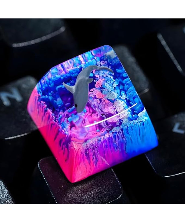 Shark Artisan Keycap Deep Blue Purple Ocean R1 SA Profile Custom Sea Creatures Keycaps 1U ESC Handmade Gaming Resin Key Cap Cherry MX Switch Compatible Mechanical Keyboard Sea Lover Gift