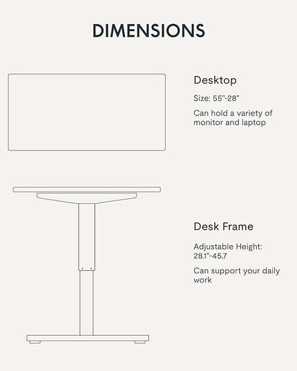 FLEXISPOT EN1 One-Piece Standing Desk with 1-Inch Thick Desktop, 55"x28" Electric Height Adjustable Desk for Home Office & Multi-Device Workstations, Rustic Brown