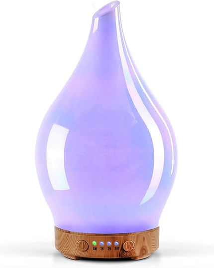 Porseme 150ml Essential Oil Diffuser Glass Color Changing Aroma Air Diffusers Aromatherapy Ultrasonic Cool Mist Humidifier 6 Running Hours Waterless Auto-Off for Sleeping Yoga Office Spa (White Jade)