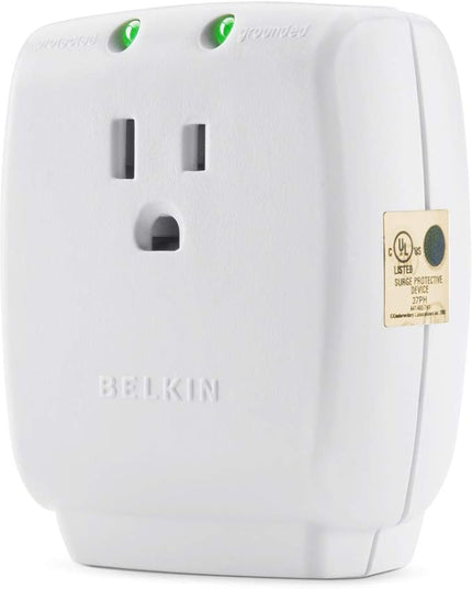 Belkin 1-Outlet Home Series SurgeCube - Grounded Outlet Portable Wall Tap Adapter with Ground & Protected Light Indicators for Office,Charging Brick - White,ABS,885 Joules,(Pack of 10)