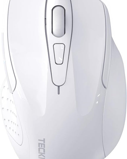TECKNET Wireless Mouse (2.4G & BT5.0/3.0) Silent 4800 DPI Computer USB A & Bluetooth Mouse 6 Buttons, Wide Compatibility - White