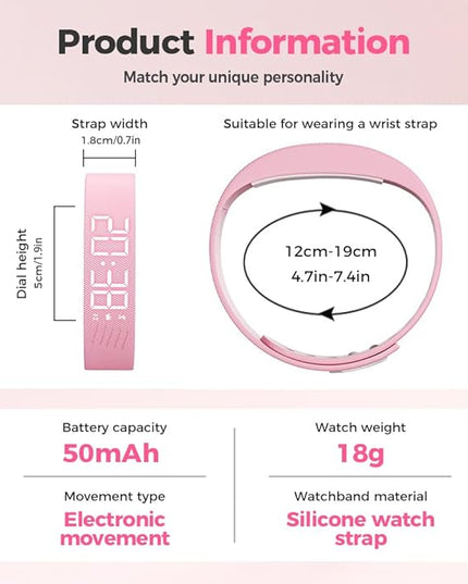 Vibrating Alarm Clock Watch, 2026 New Wristband, Rechargeable Silent Alarm for Deep Sleepers, LED Display Vibrating Alarm Watch for Elderly