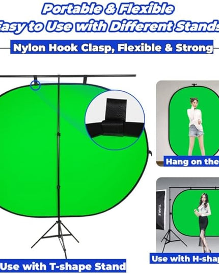 Blue Green Screen Backdrop Double Sided Collapsible Greenscreen Backdrop with Carrying Bag,Portable Pop Up Green Screen Background for Streaming Webcam (Blue & Green, 47.2 * 59.1")