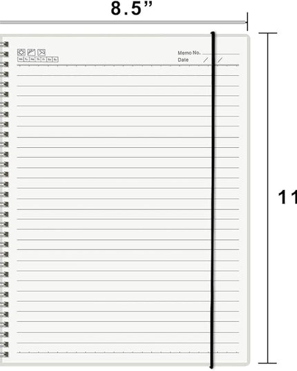 Large College Ruled Spiral Notebook 8.5" x 11" with 120gsm Thick Lined Paper, Elastic Band and Transparent Hard Cover - 3 Pack 480 Pages A4 Notepads for Journaling, Planning, Writing (Ruled, A4)
