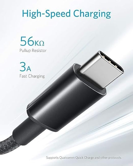 Anker Cable [2 Pack 10ft], USB A to USB C Cable for iPhone 17 Series,Samsung Galaxy S10 S10+, LG V30, Beats Fit Pro and More (Black).
