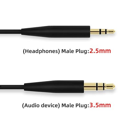 SolidSS 1 Pcs Replacement Gilding Audio Cable Aux Wire 3.5mm to 2.5mm,Headphones Replacement Audio Cable Wire Compatible with Bose QuietComfort QC35 QC25 QC45 QC35II Headphones (No mic)
