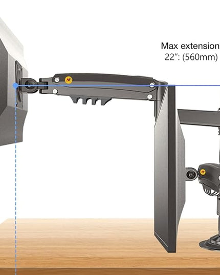 NB North Bayou Dual Monitor Desk Mount Stand Full Motion Swivel Computer Monitor Arm Fits 2 Screens up to 27'' with Load Capacity 4.4~19.8lbs for Each Monitor H180-G