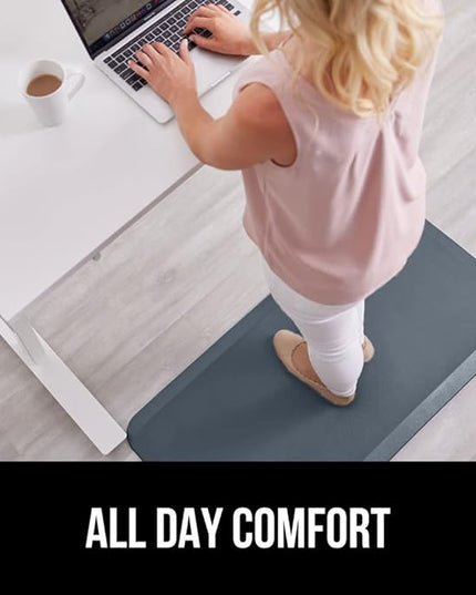 GORILLA GRIP Comfortable Cushioned Kitchen Mats for Floor, Waterproof and Stain Resistant Soft Top, 3/4 Inch Thick Ergonomic Standing Desk Anti Fatigue Mat, Foam Supports Ankles, Feet, 20x32, Charcoal