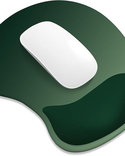 ITNRSIIET Ergonomic Mouse Pad, Cushioned Gel Wrist Rest, Non-Slip Base, Smooth Surface, Cute Multi-Color, 9.5 x 8.2 in, Deep Green Gradient