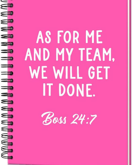 Msticey As For Me And My Team We Will Get It Done 160 Blank Pages Rose Red Hardcover Spiral Notebook, Appreciation Gifts for Women Manager Supervisor Leader Coworker Colleague, Funny Boss Day Gifts