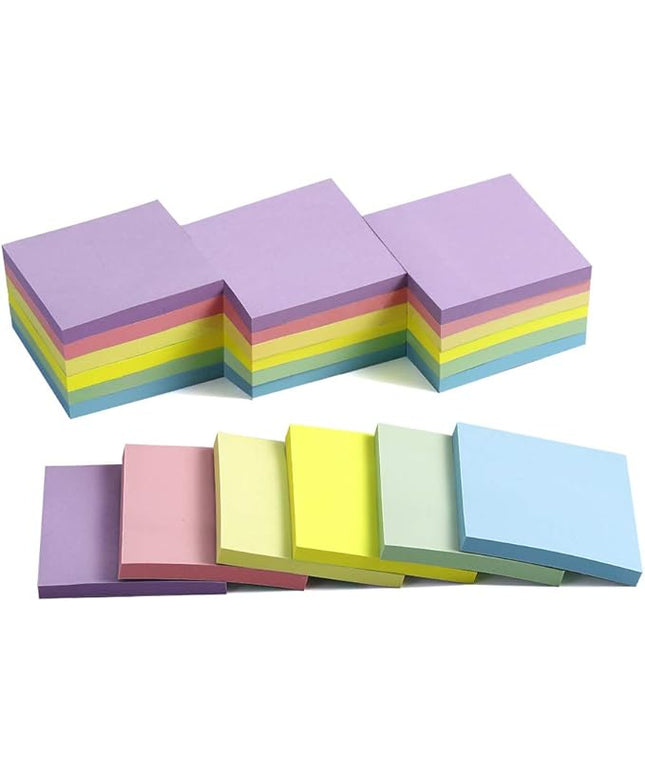 (24 Pack) Sticky Notes 3x3 in Pastel Stickies Super Sticking Power Memo Pads, Strong Adhesive, 74 Sheets/pad