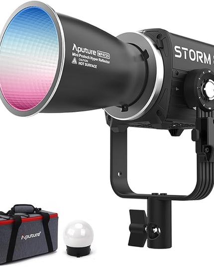 Aputure Storm 80c RGB LED Video Light - 80W Full-Color Point Source Fixture, 20,185 Lux @1m, 1800K-20,000K, Advanced Diode Mixing, CRI≥97, IP65 Weatherproof, Sidus Link, DMX & LumenRadio Control