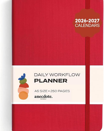 Anecdote 2026-2027 Planner: A Monthly, Weekly & Daily Planner with Calendar | 8.5" x 5.2" | Hardcover To-Do List Organizer, Planning Your Success, Start Anytime, Achieve Productivity Goals (Red)