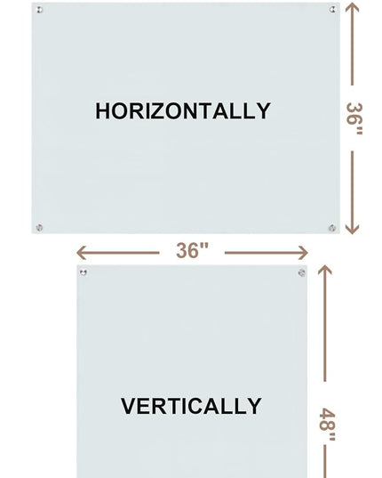 Mifuro Magnetic Glass Whiteboard，48"x36" Wall Mounted Frameless Dry Erase Board for Office, Home & School White