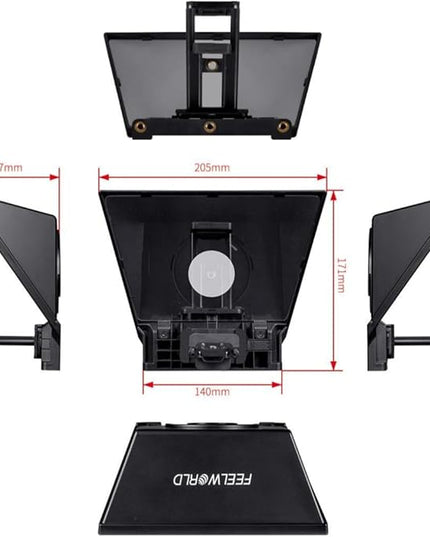 FEELWORLD TP2A Portable 8-inch Teleprompter Supports up to 8" Smartphone/Tablet Prompting Smartphone DSLR Shooting with Remote Control & Lens Adapter Rings