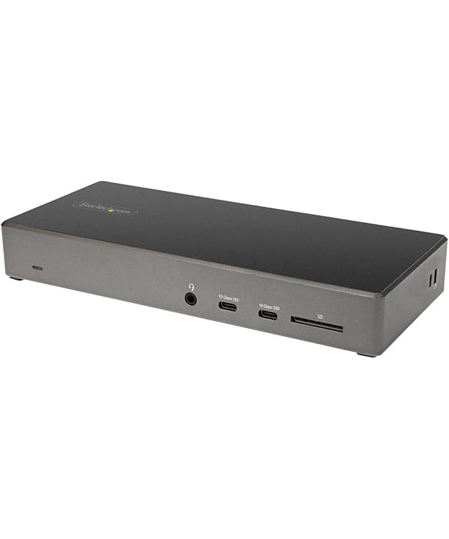 StarTech.com USB C Dock - Triple 4K Monitor USB Type-C Docking Station - 100W Power Delivery - DP 1.4 Alt Mode & DSC, 2X DisplayPort 1.4/HDMI 2.0-6xUSB (2X 10Gbps), SD - Windows/Chrome (DK31C2DHSPD)