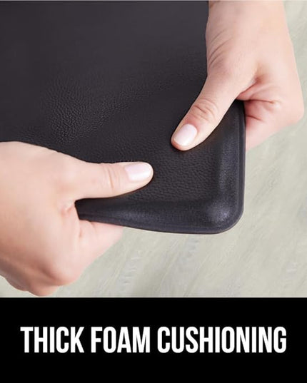 GORILLA GRIP 2 Pack Comfortable Cushioned Kitchen Mats for Floor, 17x29 + 17x59, Waterproof and Stain Resistant, 1/2 Inch Thick Soft Ergonomic Standing Desk Anti Fatigue Mat, Foam Supports Feet, Black