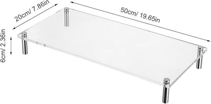 ibasenice Transparent Monitor Stand Riser: Clear Acrylic Computer Riser for Desk Home Office - Space Saving Desk Shelf Stable Platform Tabletop Organizer 50*20cm