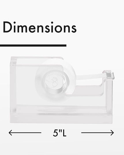OfficeGoods Acrylic Tape Dispenser – Modern Desk Organizer for Office Supplies – Heavy Duty Refillable Tape Holder for Home and School Crafting – Stylish Desktop Accessory for Gift Wrapping, Silver