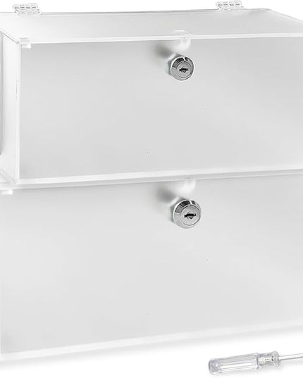 Cable Management Box with Lock,Cable Organizer Box & Power Strip Cover,Frosted Acrylic, Wire Storage and Organization for Cords,Suitable for TV, Computer,Child and Pet Proof(2PC)