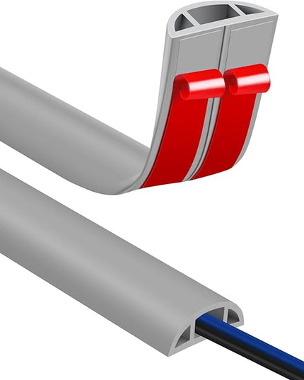 Floor Cord Covers for Wires 20FT Cable Hider Wire Cover Self Adhesive Cord Hider Floor for Offices, Homes, Workshops, Warehouses Cable Cavity 0.39" W x 0.27" H