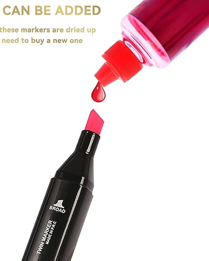 Alcohol Markers, 120 Colors Dual Tip Permanent Art Markers for Drawing,for Adult Coloring, Alcohol, Based Ink Ideal for Book Painting and Card Making