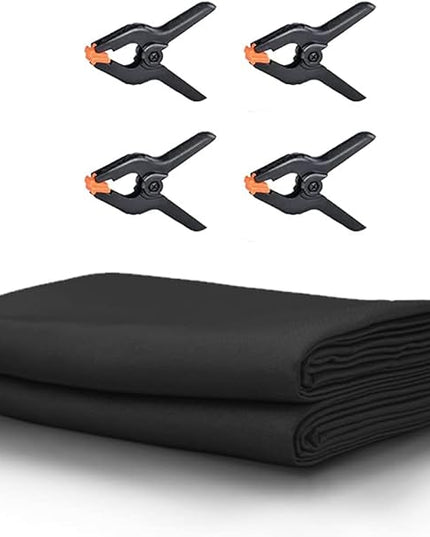 10X20ft Black Photo Backdrops for Photography, LCUIRC Two Rod Pocket Backdrops Curtain for Parties, Polyester Fabric Background with 4 Clamps for Product Protrait Photoshoot or Parties Decoration