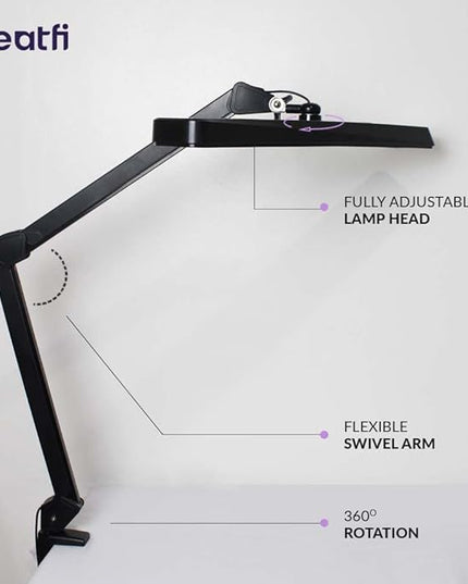 Neatfi (New Model) XL 2,500 Lumens LED Task Lamp with Clamp, 5 Light Modes, 3000-6000K Correlated Color Temperature, 30W, Dimmable, 324 Pcs SMD LED, Desk Light for Home, Office (CCT, Black)