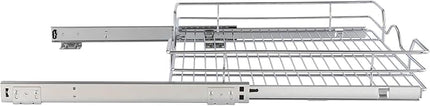 OCG Pull Out Cabinet Organizer (11.75" W x17 D), Pull out Shelves for Kitchen Cabinets, Slide Out Drawers for Base Cabinet Organization in Kitchen Bathroom Pantry, Bottom Mount, Chrome Finish