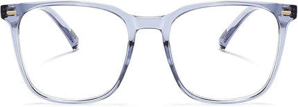MACJERO Oversized Square Blue Light Blocking Glasses for Women Men, Anti-Fatigue Computer Monitor Gaming Glasses Reduce Eye Strain(transparent Grey)
