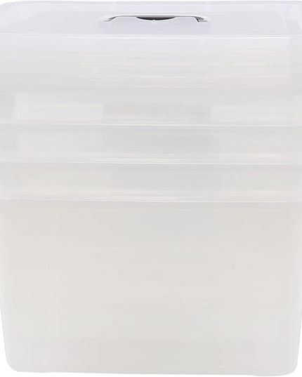 5 Liter Clear Storage Box, 4-Pack Plastic Latching Box with Lid