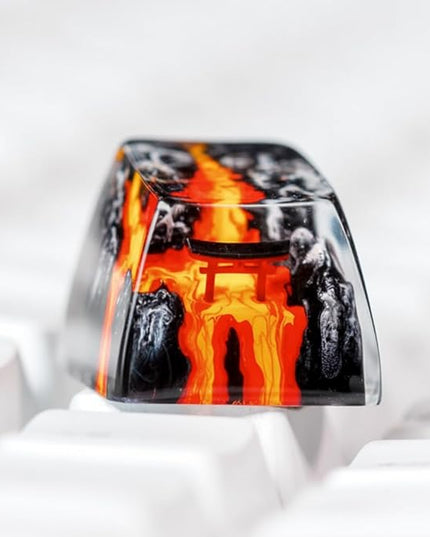 Red Torii Gate Japanese Shrine Artisan Keycap with Volcano R1 SA Profile Custom Keycaps 1U ESC Handmade Gaming Resin Key Cap Cherry MX Switch Compatible Mechanical Keyboard Japan Lover Gift