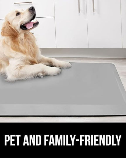 GORILLA GRIP Comfortable Cushioned Kitchen Mats for Floor, 48x20, Waterproof and Stain Resistant Soft Top, 3/4 Inch Thick Ergonomic Standing Desk Anti Fatigue Mat, Foam Supports Feet, Light Gray