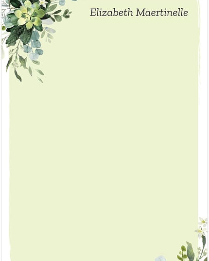 Modern Greenery Personalized Sticky Note Pads / 4" x 6" Repositionable Sticky Note Set/Set of 3 Illustrated Custom Botanical Pads