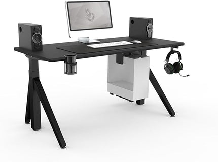 DEZCTOP Revon Pro Electric Standing Desk, 59" x 27.6" Large Work Surface, Height Adjustable (27.6"-47.2"), Sturdy Keel Frame, with Magnetic Modular System, Anti-Collision, Ash Black for Home Office