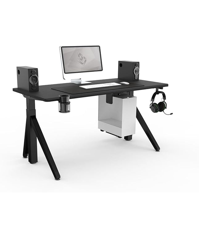 DEZCTOP Revon Pro Electric Standing Desk, 59" x 27.6" Large Work Surface, Height Adjustable (27.6"-47.2"), Sturdy Keel Frame, with Magnetic Modular System, Anti-Collision, Ash Black for Home Office