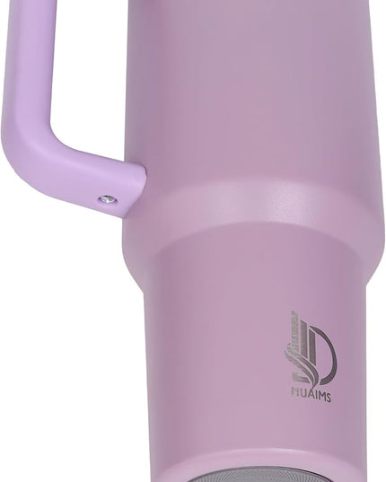 40oz Insulated Tumbler with Handle, Leakproof Straw Lid & Carry Handle - Double Wall Vacuum Insulation Keeps Ice 24 Hours, BPA Free Stainless Steel Water Bottle (Lilac)