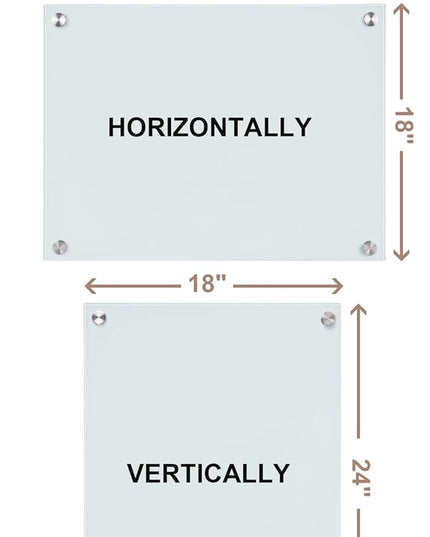Mifuro Magnetic Glass Whiteboard，24"x18" Wall Mounted Frameless Dry Erase Board for Office, Home & School White